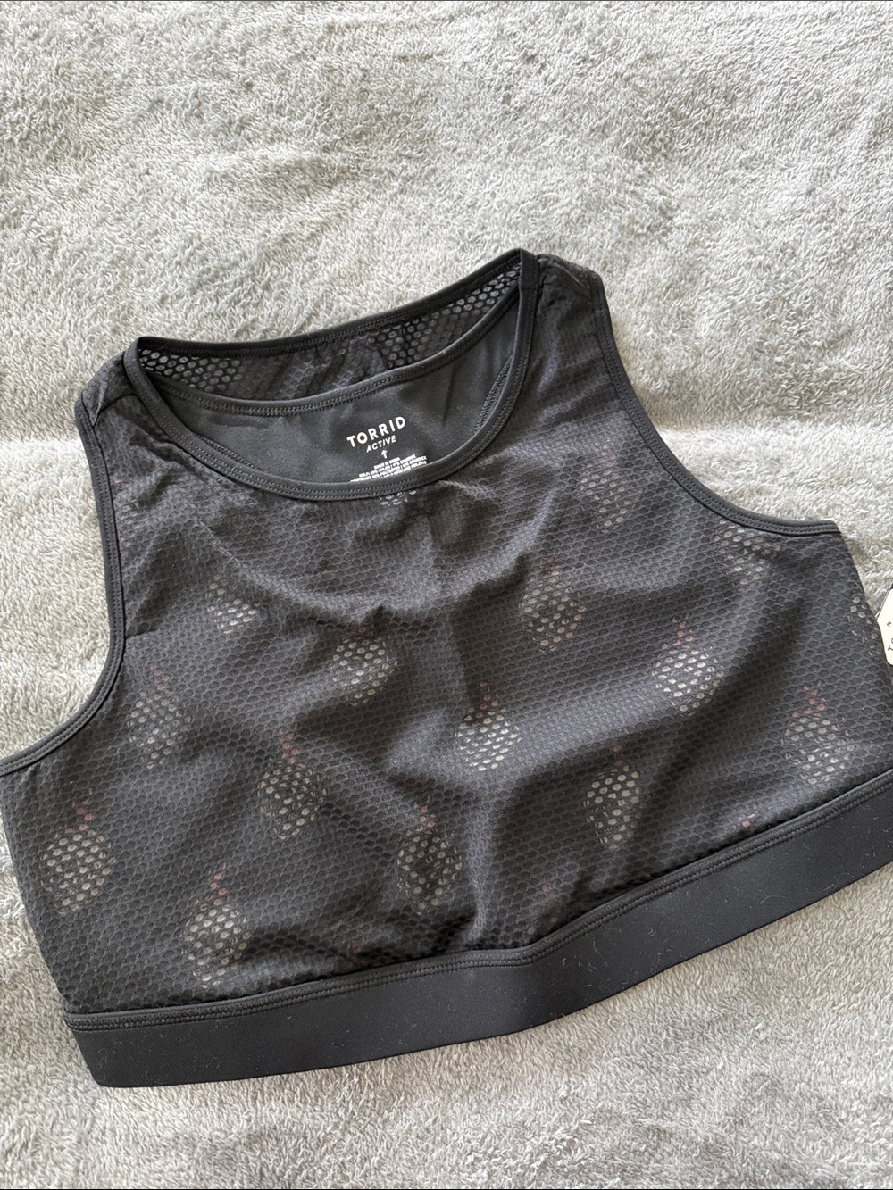 torrid Black Mesh High Neck Active Crop Top